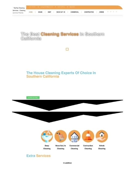 Sitio web anterior de empresa de limpieza antes del rediseño