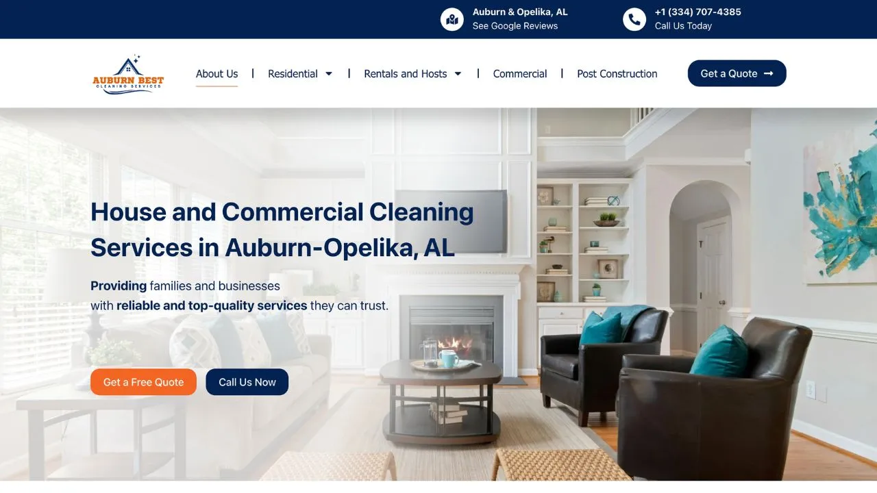 Sitio web para empresa de limpieza comercial  en Alabama