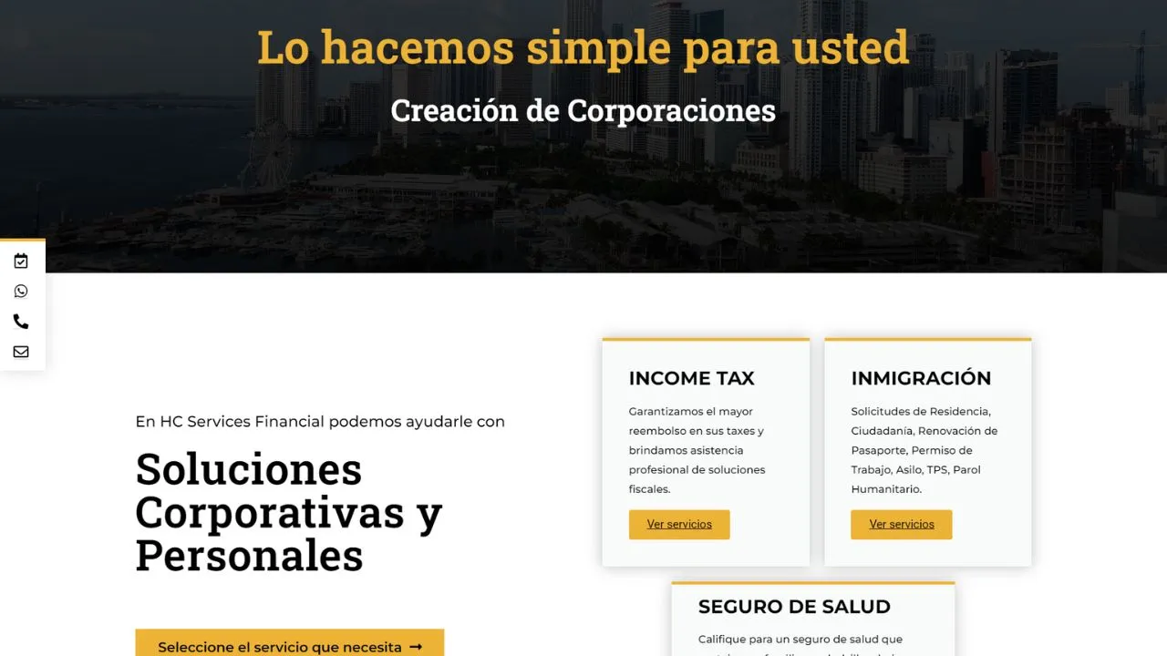Diseño de sitio web para servicios de taxes y contabilidad en Florida