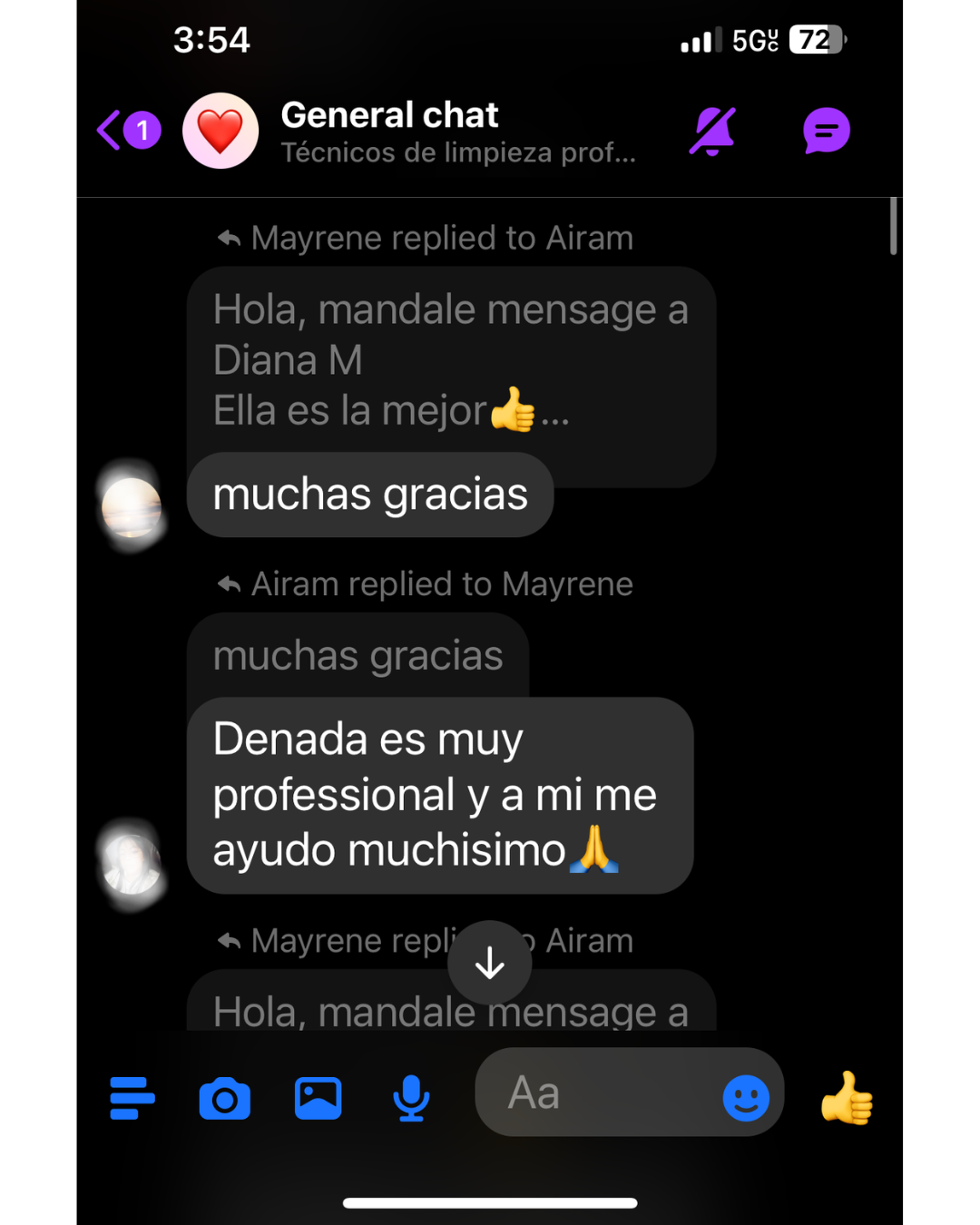 Recomendación en grupo de Facebook sobre diseño web para negocios hispanos